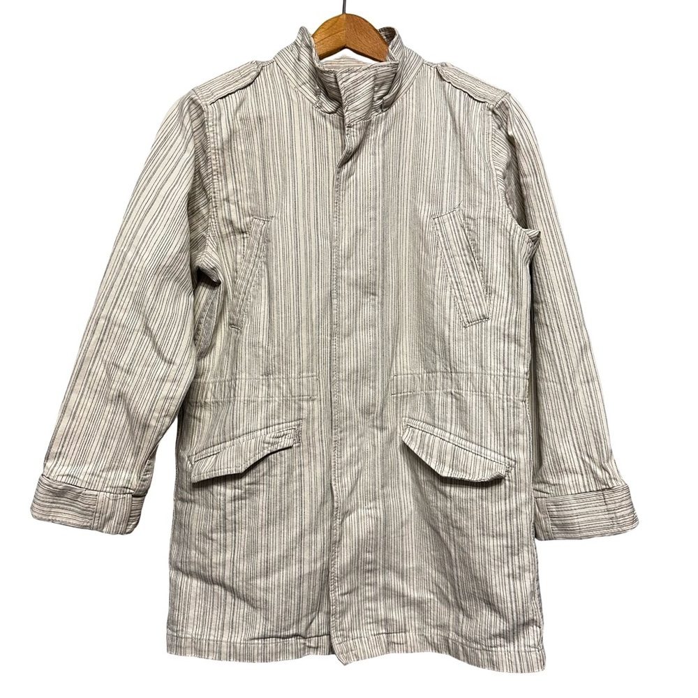 Current/Elliott Striped Utility Field Jacket Neutral Cotton Military Style Sz S